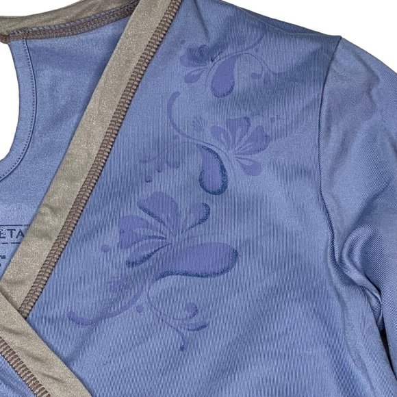 Athleta Shirt Womens Medium Blue Long Sleeve Athletic Active Wear V Neck - Picture 3 of 11